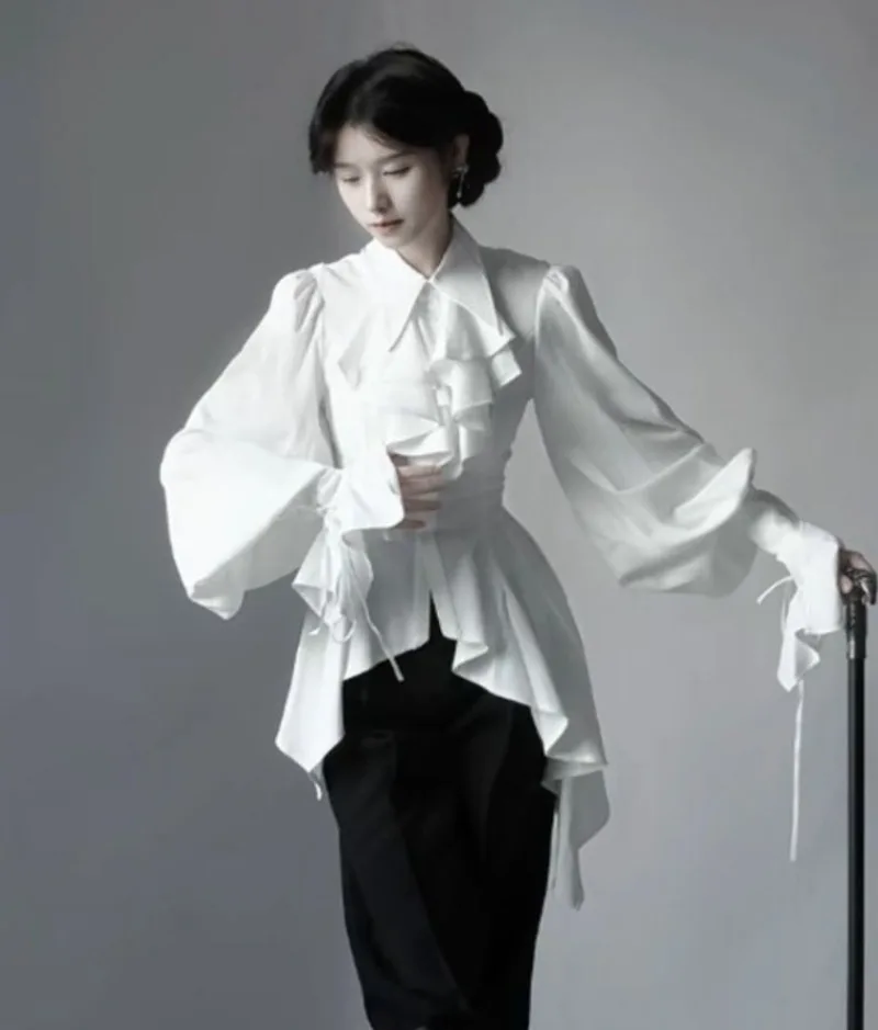 Gothic Lolita Blouse - Elegant Slim Fit White Dress