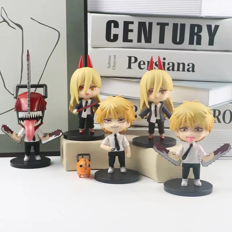 

10Cm Anime Chainsaw Man Figure Pochita Power Electric Times Kawaii Q Version Figural Toys Car Decoration Pvc Model Doll Gift