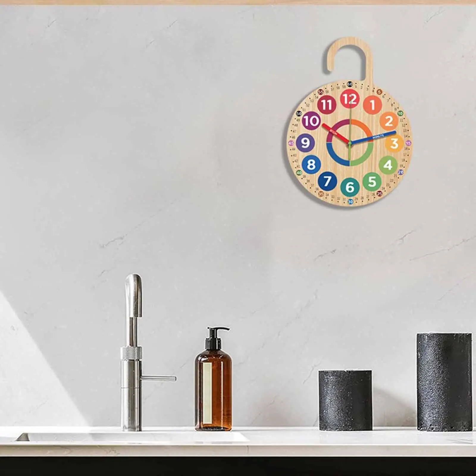 Teaching Time Clock Versatile Decor Hanging Wooden Unique Children Quiet Movement Easy to Read School Wood Clock for Kids