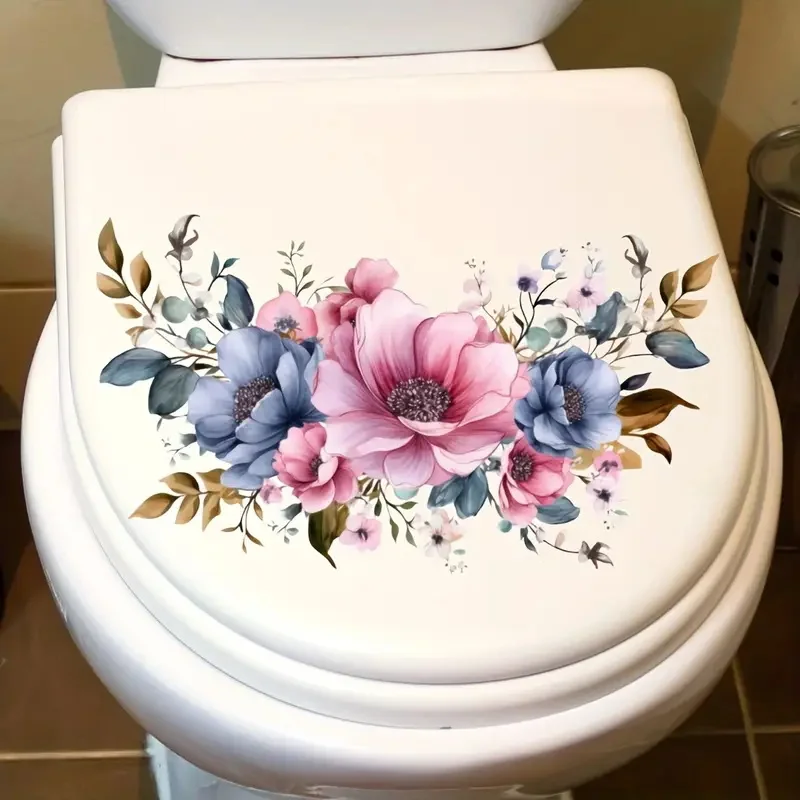 Floral Toilet Stickers Decoration for Living Room, Bedroom, and Home Decor Flowers Wall Decals Self-Adhesive