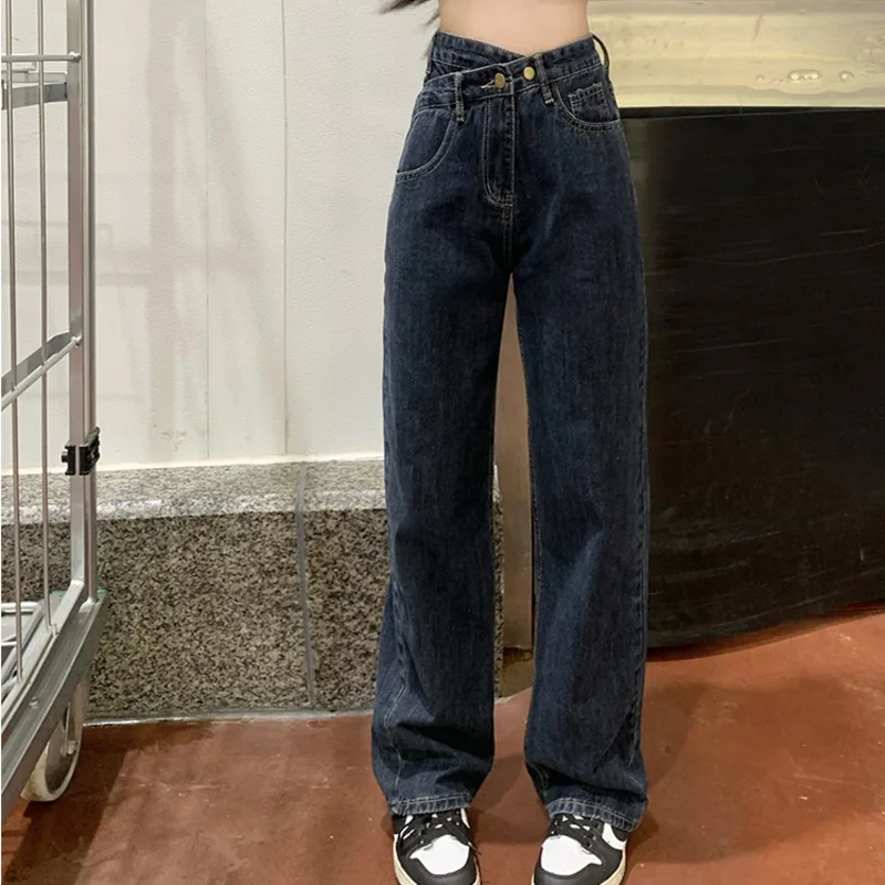 

Korean Fashion Baggy Jeans Women 2023 Straight Leg Jeans Woman High Waist Vintage Clothes Female Clothing Denim Streetwear Y2k