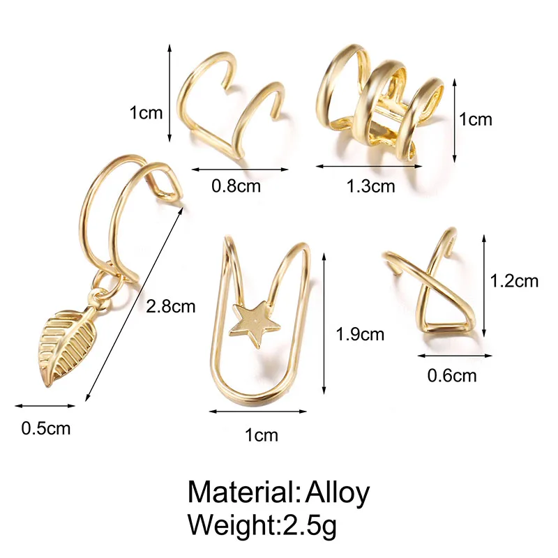 7Pcs/5Pcs Set Minimalist Ear Cuffs Tassel Earrings for Women Cuff Ear Clips Earring Climbers Earcuffs Fake Studs Stud Earring 4