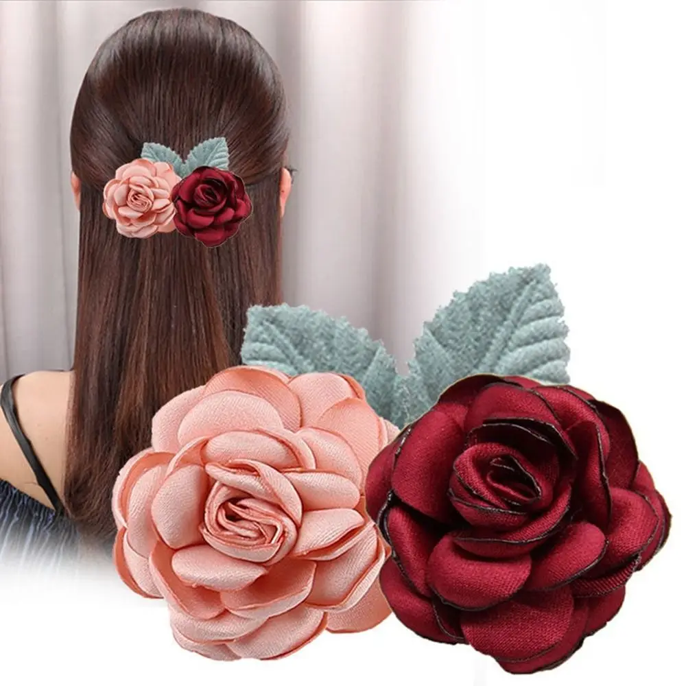 

For Girls Hair Clip Rose Airline Stewardess Nurse Cloth Women Spring Clips Ponytail Clip Korean Bun Snood Hairgrips Cover Net