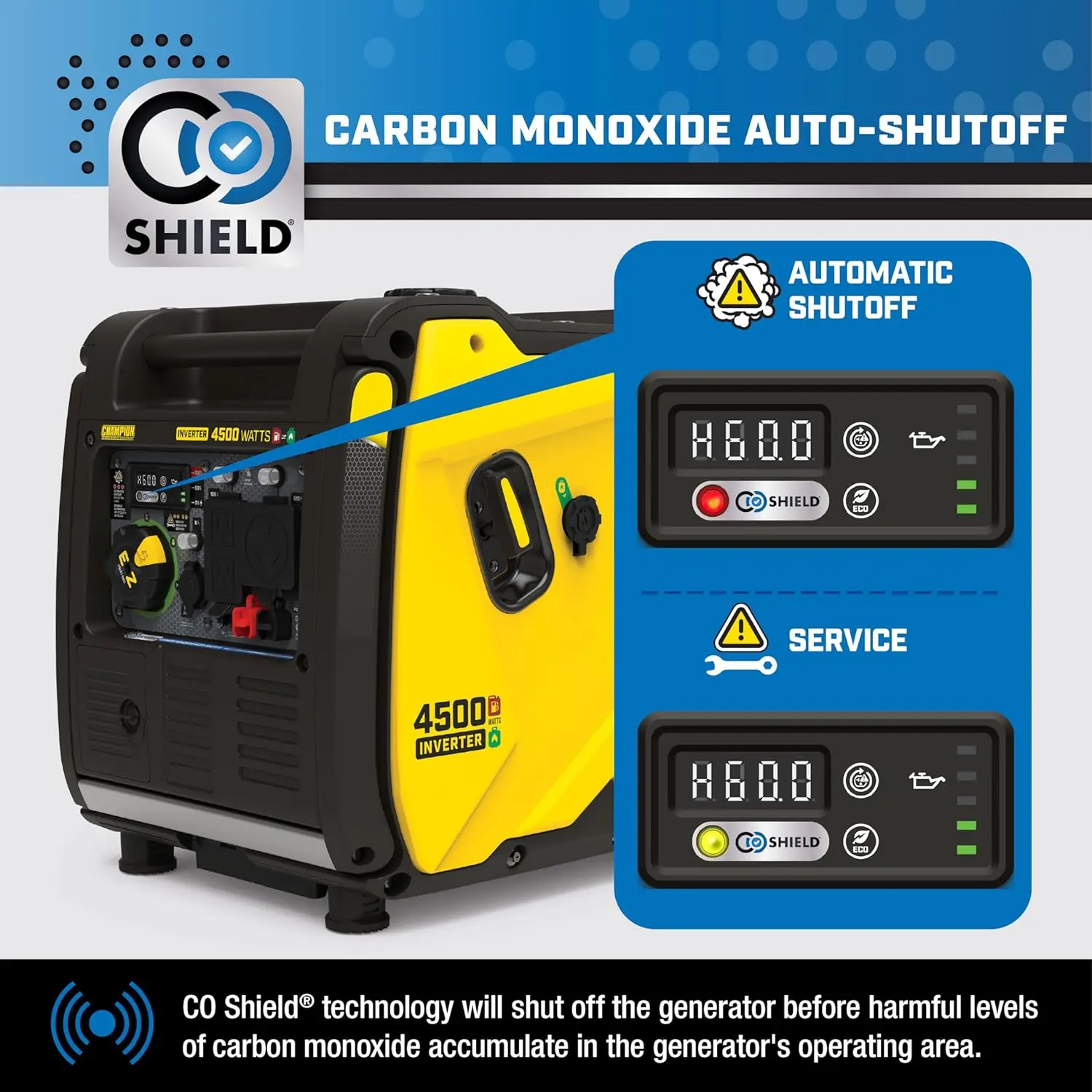 Portable Gas Generator 4500 Watt Electric Start Dual Fuel RV Ready Portable Inverter Generator Quiet Technology CO Shield Parallel Ready