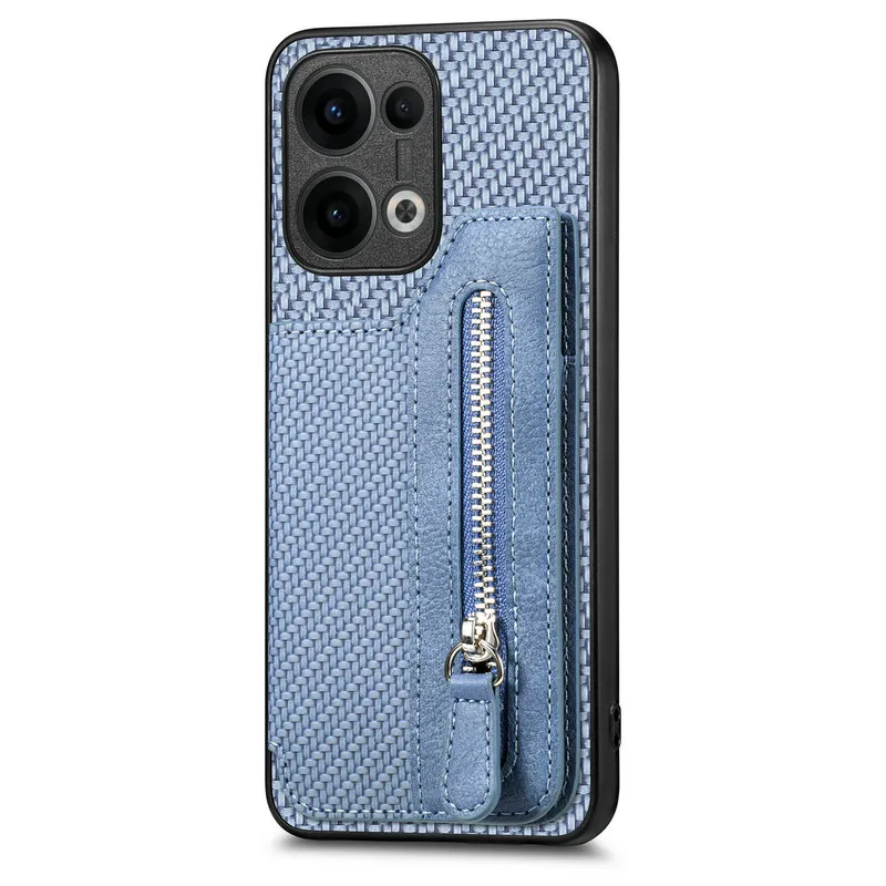 Luxury Zipper Leather Wallet Case with Card Holder and Magnetic Back Cover