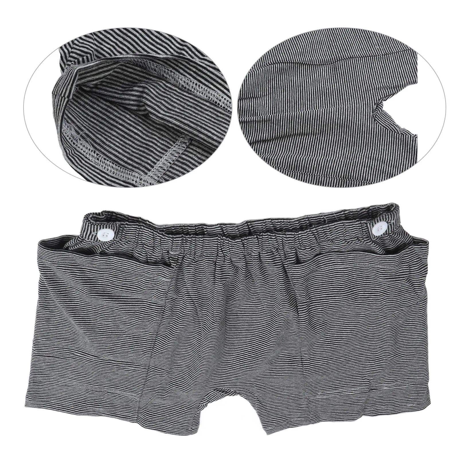 Incontinence Care Pants Breathable Catheter Underwear Double Pocket Fit 2000ml Bags Black White Stripes for Ostomy for Elderly 4