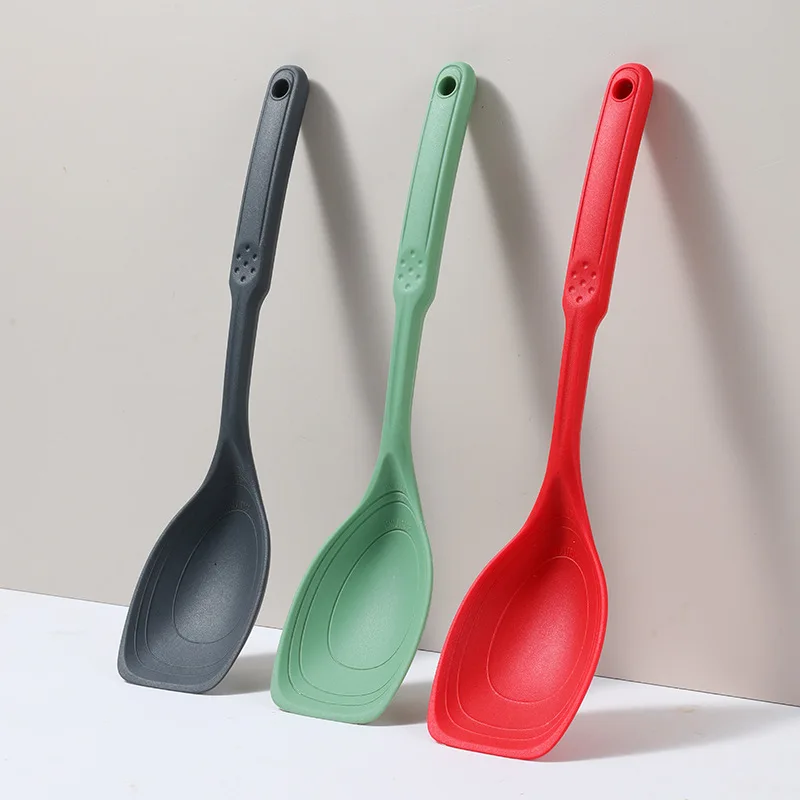 Silicone Spoon Kitchen Tool Multi purpose Grip Comfortable Anti slip Round Handle Large Cookware Tableware Spoon