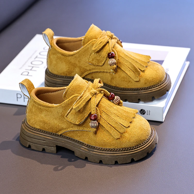 Leather Kids Mary Jane Shoes Non Slip Thick Bottom