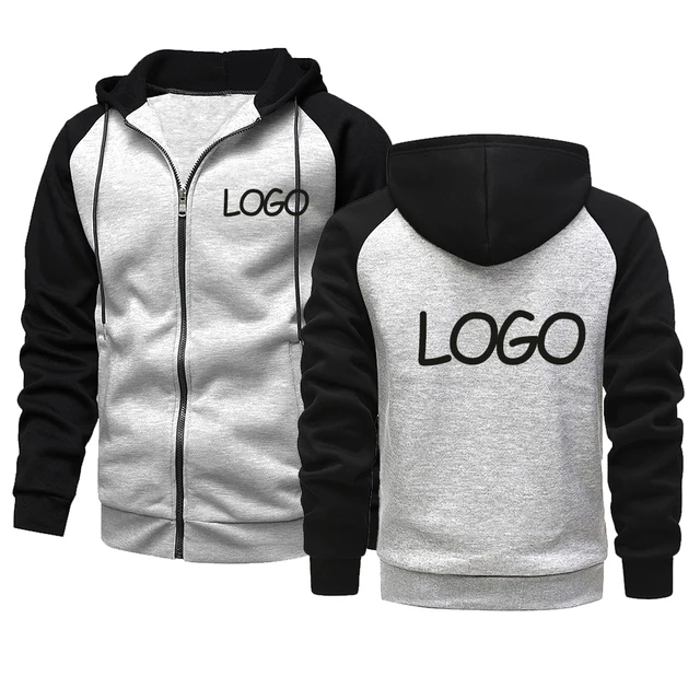 DIY Customize Your Brand Logo Men's and Women's Casual Hoodie Tops Contrast Zip Street Personality Sweatshirt Custom Gifts 1