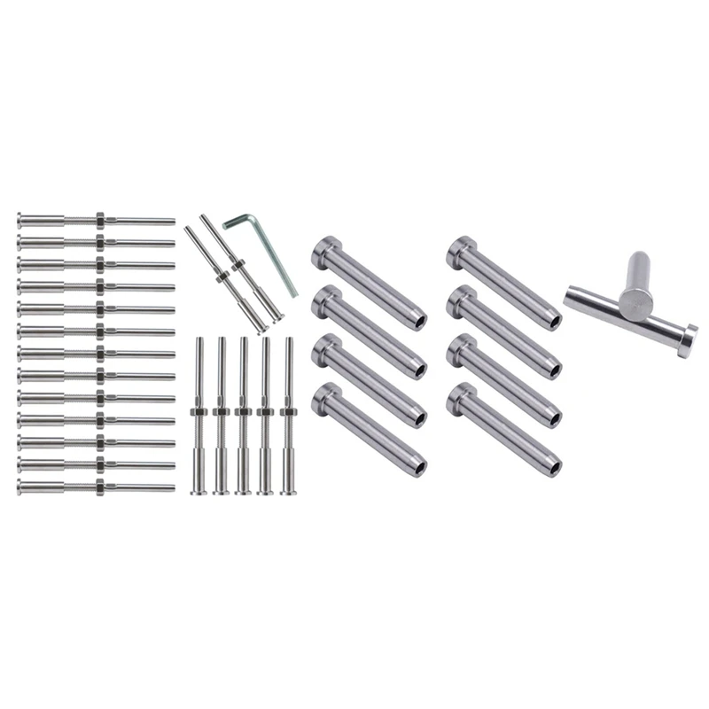 

10Pcs Stainless Steel Stemball Swage Stud Dead With 20Pcs Turnbuckle Hand Swage Threaded Stud Tension Hex Head