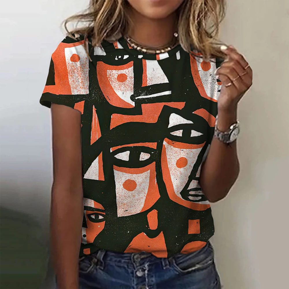 Dam t-shirt för sommar med 3d blommig tryck oversized topp_voghion.com