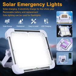 Rechargeable Solar Floodlight Outdoor 200W Portable LED Multifunctional Spotlight Ip66 Waterproof Emergency Street Lighting