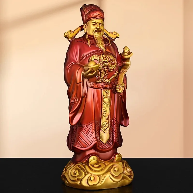 Solid Brass Wen Caishen Statue, God of Wealth Li Guizu Figurine, Chinese Money Deity for Home Decor
