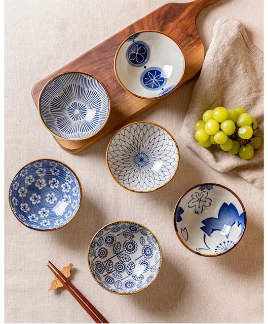 Ciotole Giapponesi In Ceramica - Set Di 6, Blu E Bianche, 10cm - Foto 6