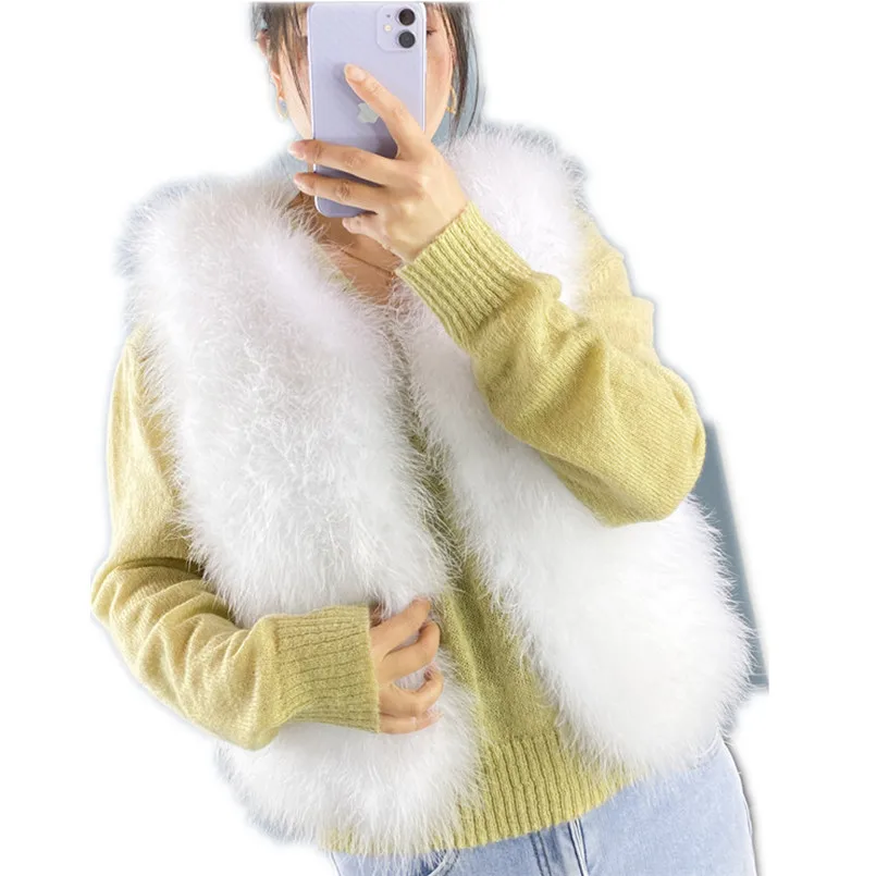 women's-fashion-warm-real-ostrich-feather-vest-jacket-coat-sleeveless-outwear-winter-short-wasitcoat