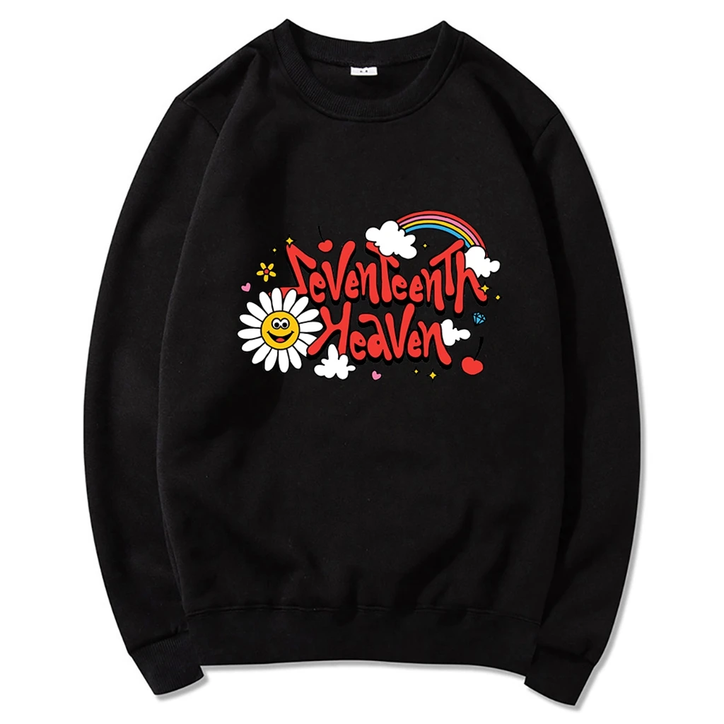 Autumn Women's Hoodie Heaven Happy Flower Letter Print Sweatshirt Men  Women Harajuku Thick Cotton Hoodie Couple Pullover
