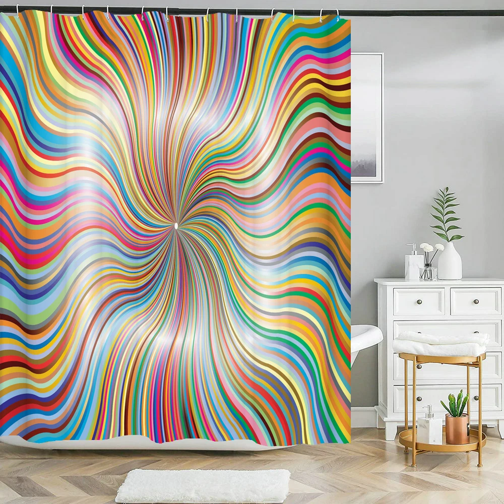 

Colorful Art Abstract Gradient Texture Shower Curtains Marble Pattern Bathroom Waterproof Polyester Bath Curtain with Hooks