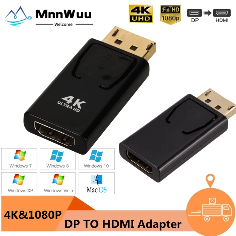 

4K 1080P DisplayPort to HDMI-compatible Adapter Converter Display Port Male DP to Female HDTV Cable Adapter Video For PC TV