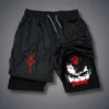 Men's Shorts Gothic Style Skull Print Double-deck 2-In-1 Running Shorts Summer Thin Sportswear Training Short Pants Y2K Clothes 3