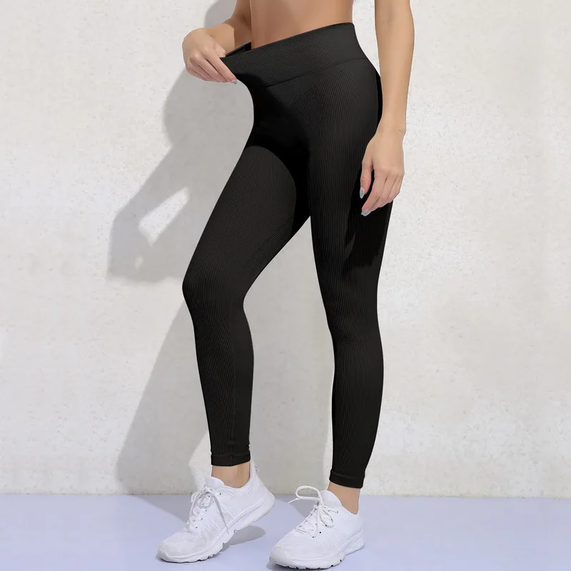 Seamless Ribbed Leggings For Fitness Women Sport Legging Push Up