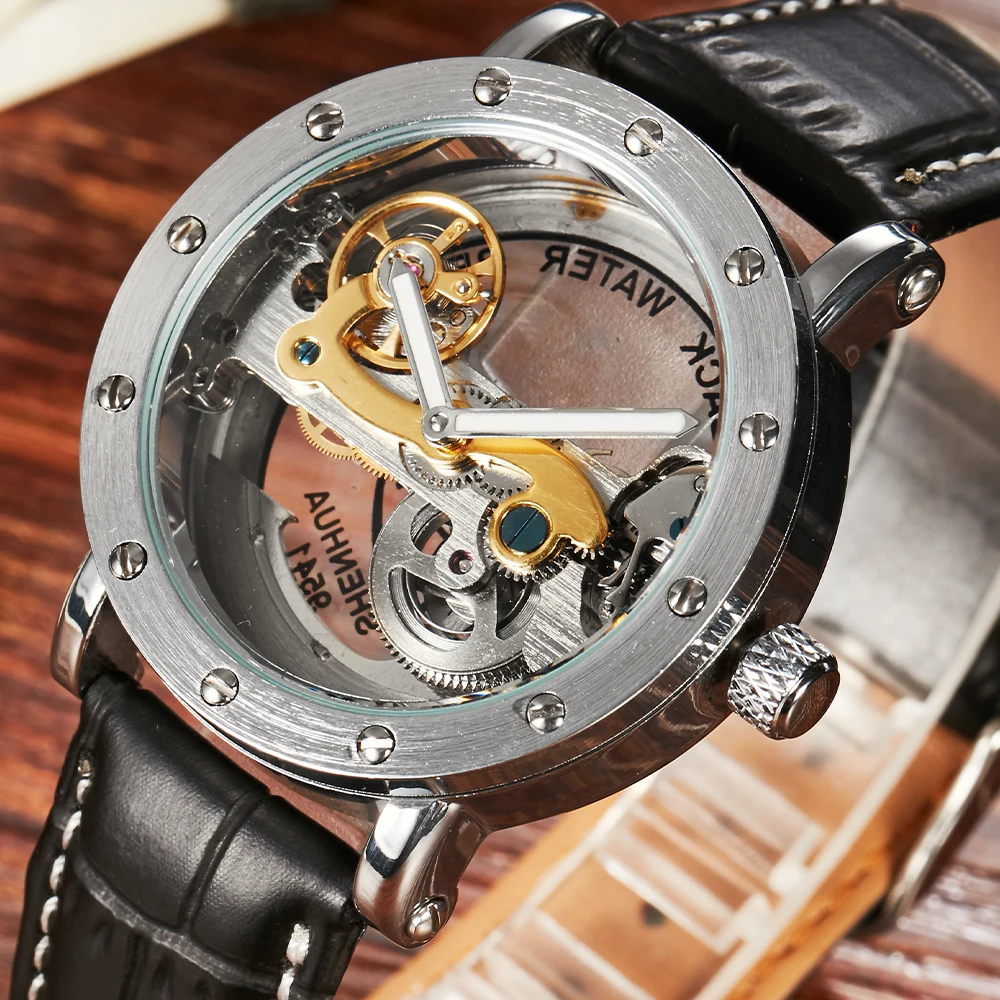 MECHANICAL AUTOMATIC WATCHES MAN WATERPROOF WRIST WATCH For Men LUXURY SKELETON MALE CLOCK STAINLESS STEEL SELF WIND Mens Watch - 2
