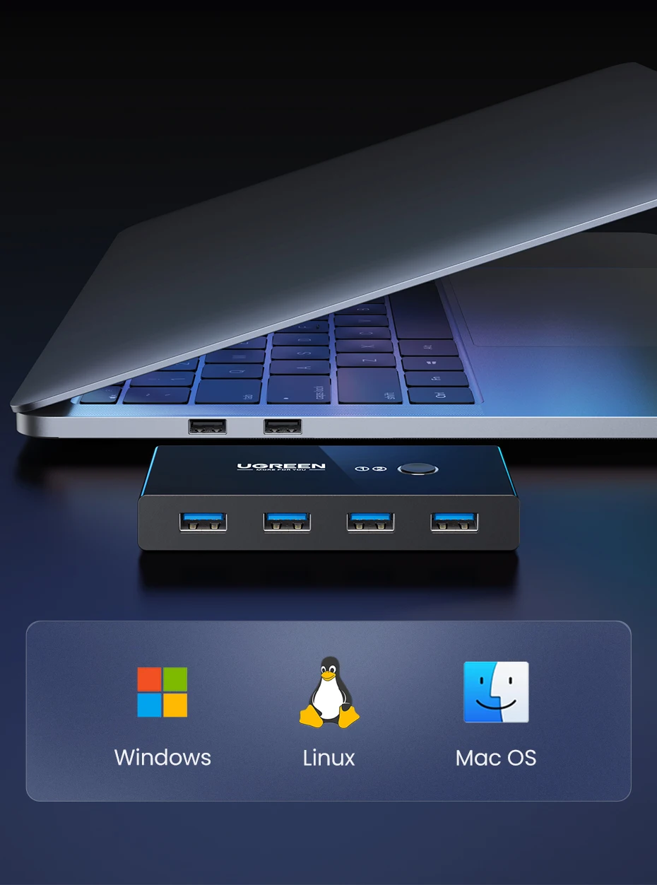 ugreen usb kvm switch usb switcher kvm switch para pc teclado mouse impressora pcs compartilhando dispositivos usb interruptor