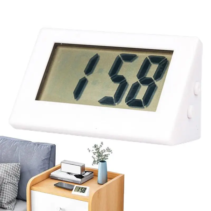 Mini LCD Digital Clock Mute Desktop Clock Digital Table Dashboard Desk Electronic Bedroom Simple Small Electronic Watch