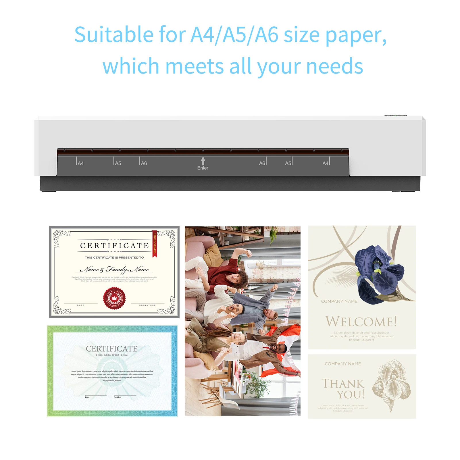 Laminating Machine A4 Laminator Hot and Cold 2 Roller System 9 inches Width Suitabe for A4/A5/A6 Pouches