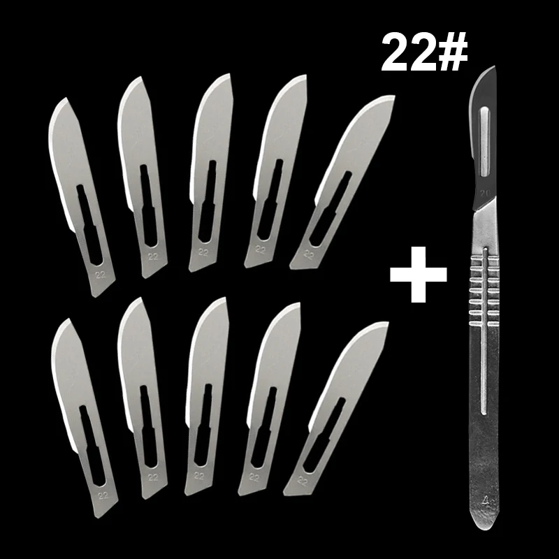 Carbon Steel Carving Metal Scalpel Handle 20# 23# Engraving Craft Knive Non-Slip Surgical Scalpel Knife Paper Cutting Tool Knife