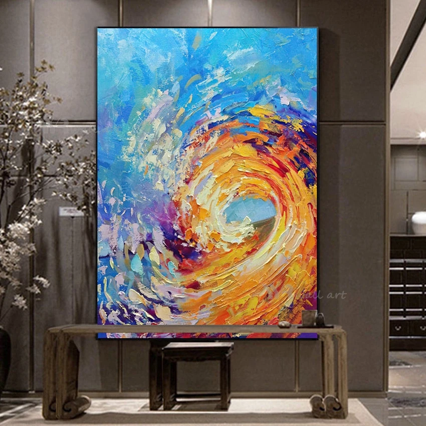 

Настенный постер без рамки для дома и гостиницы, настенное художественное украшение, искусственная живопись, абстрактные океанические волны, акриловое изображение