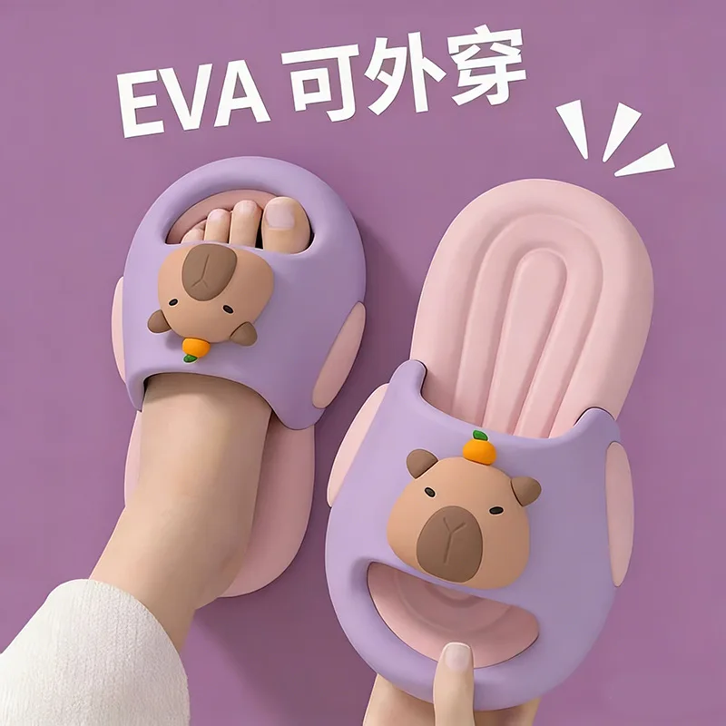 Capybara EVA Kinder-Hausschuhe für Jungen und Mädchen, atmungsaktive, weichsohlige Sommerschuhe, rutschfeste Cartoon-Hausschuhe für Damen – Detail 9