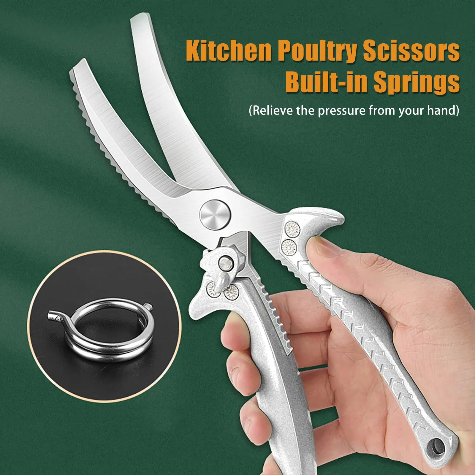 Kitchen Spring Loaded Poultry Shears Heavy Duty Chicken Shears With  Anti-slip Handle Safety Lock Poultry Scissors Chicken,bone - Scissors -  AliExpress