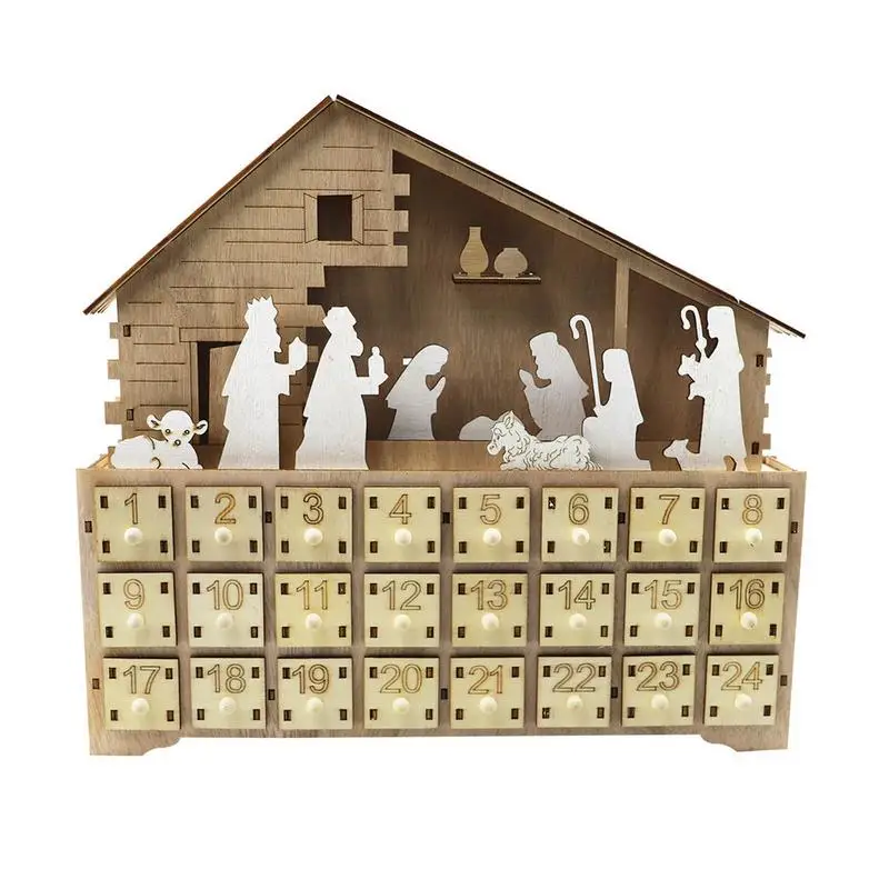 

Деревянный Рождественский календарь для прихожей, рождественские украшения для шкафа, деревянный стол, праздничный декор, Домашний Настольный дисплей для камина