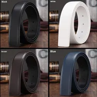 Genuine Leather Belt for Men Smooth Bule Waist Belt Boys Youth Adult 3.5cm Wide No Head Pattern Belt Faion Accory