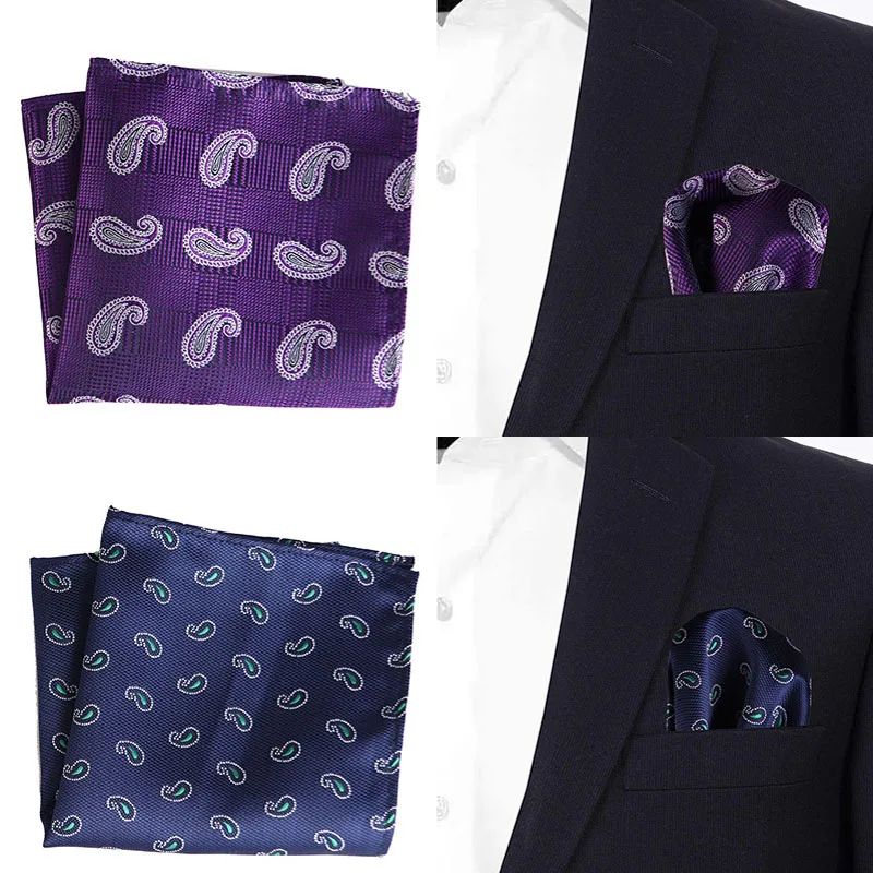 NEW Square cashew flower Handkerchief For Men Gentlemen Jacquard Pocket Towel For New Year Wedding Party Christmas Gift