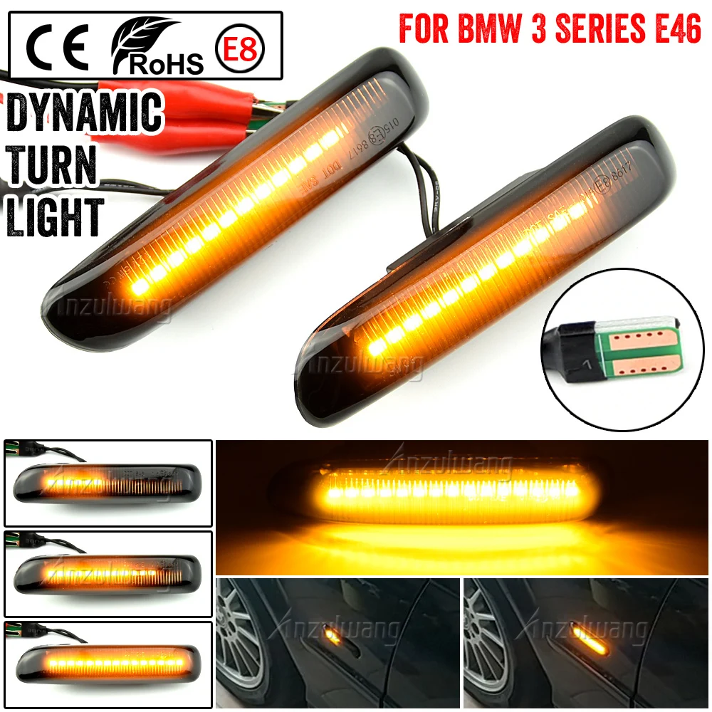 

For BMW 3 Series E46 Sedan Coupe Wagon Convertible 1997-2001 Led Dynamic Turn Signal Light Side Fender Marker Sequential Lamp