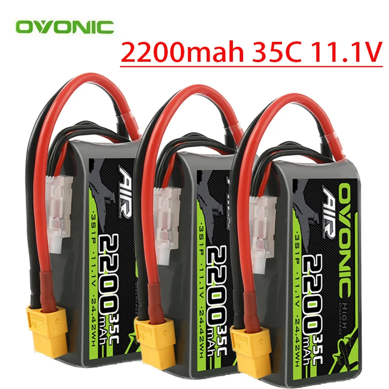 OVONIC Batterie Lipo 11.1V 2200mAh 35C 3S XT60 pour Drone RC Hélicoptère