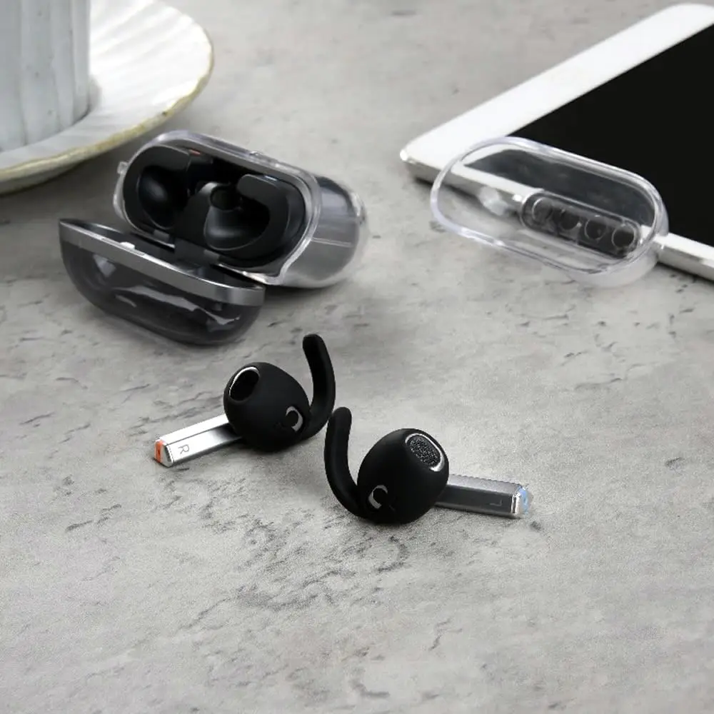 Dual Set Anti-Slip Silicone Ear Hooks and Eartips with Protective Case Cover