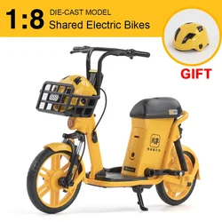 1/8 Shared Electric Bicycle Alloy Diecast Toy Share-bike Model Rubber Tyre Sound Light Bike-sharing Models Toy For Boy Kids Gift