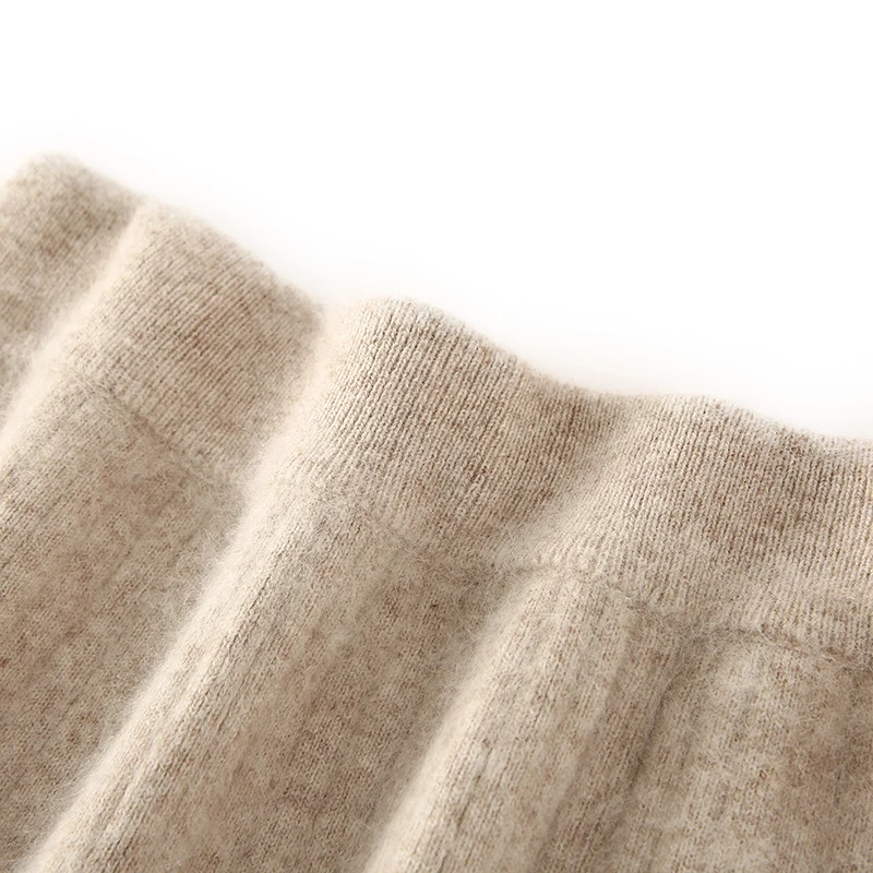 Women Maxi Skirts Autumn Winter Mid-Length Knitted Mink Cashmere High-Waisted Split