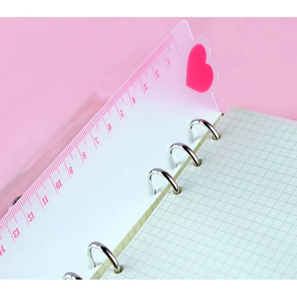 Student Plastics Loose Leaf Hand Ledger Ruler Clear Scale Soft Bookmark Ruler Frosted Texture Wear Resistant Measuring drawing ruler