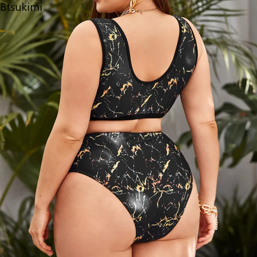 2024 Women's Summer Oversized Swimsuits Two Pieces Bathing Suits for Fat Women Slim Fit Hollow Out Bikini Sets Female Beachwear