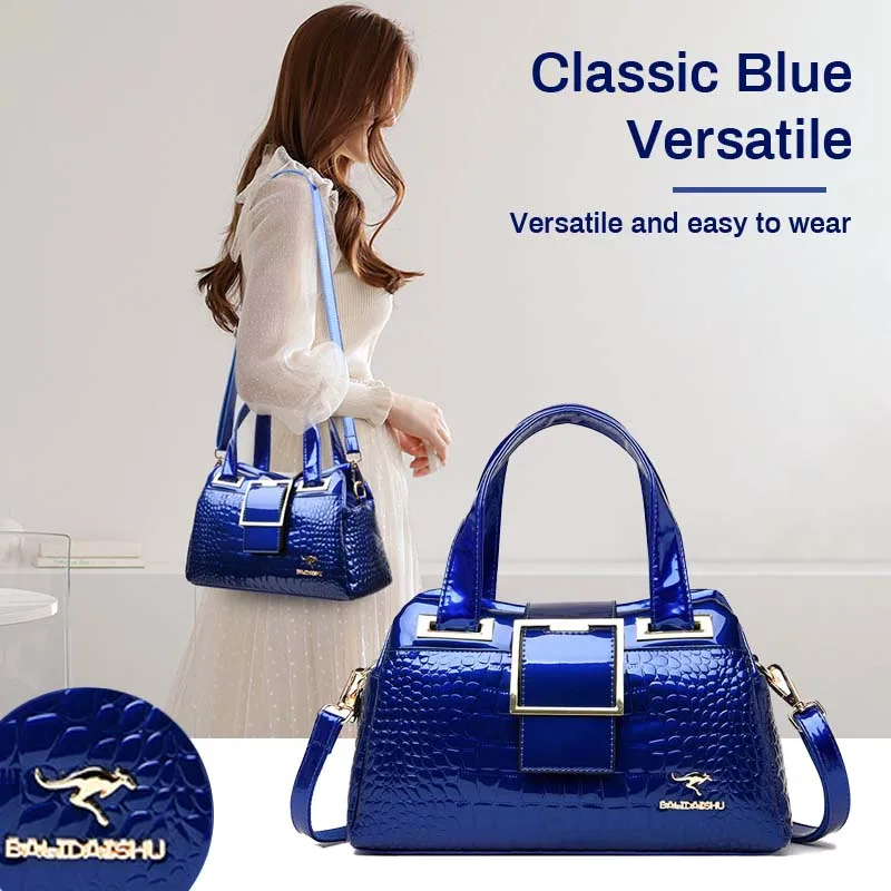 Women's Bag Crocodile Pattern Single Shoulder Crossbody Female Bags Casual Simple Middle-Aged Women Leather  Handbag New