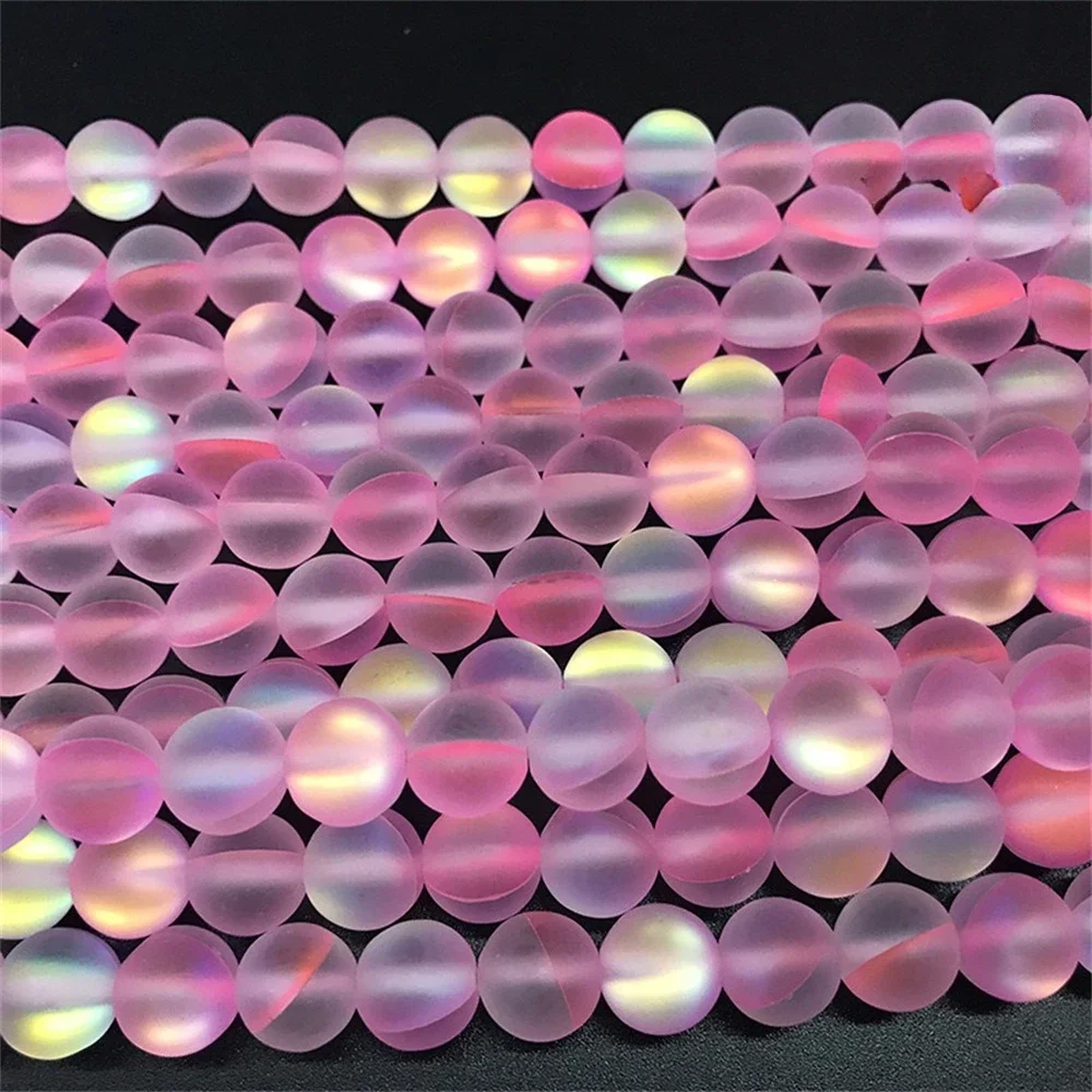 

Matte Frosted Pink Crystal Beads for Jewelry Making 37pcs 10mm DIY Necklace Bracelet Reflective Fashion Glass Accessories Charm