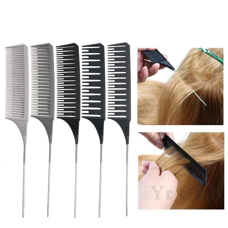5Pcs/Set Hairbrush Highlight Dyeing Comb Hairstylist Dye  Hair Pointed Combs Hair Salon Hairdressing Brush Styling Tools Y0606 4