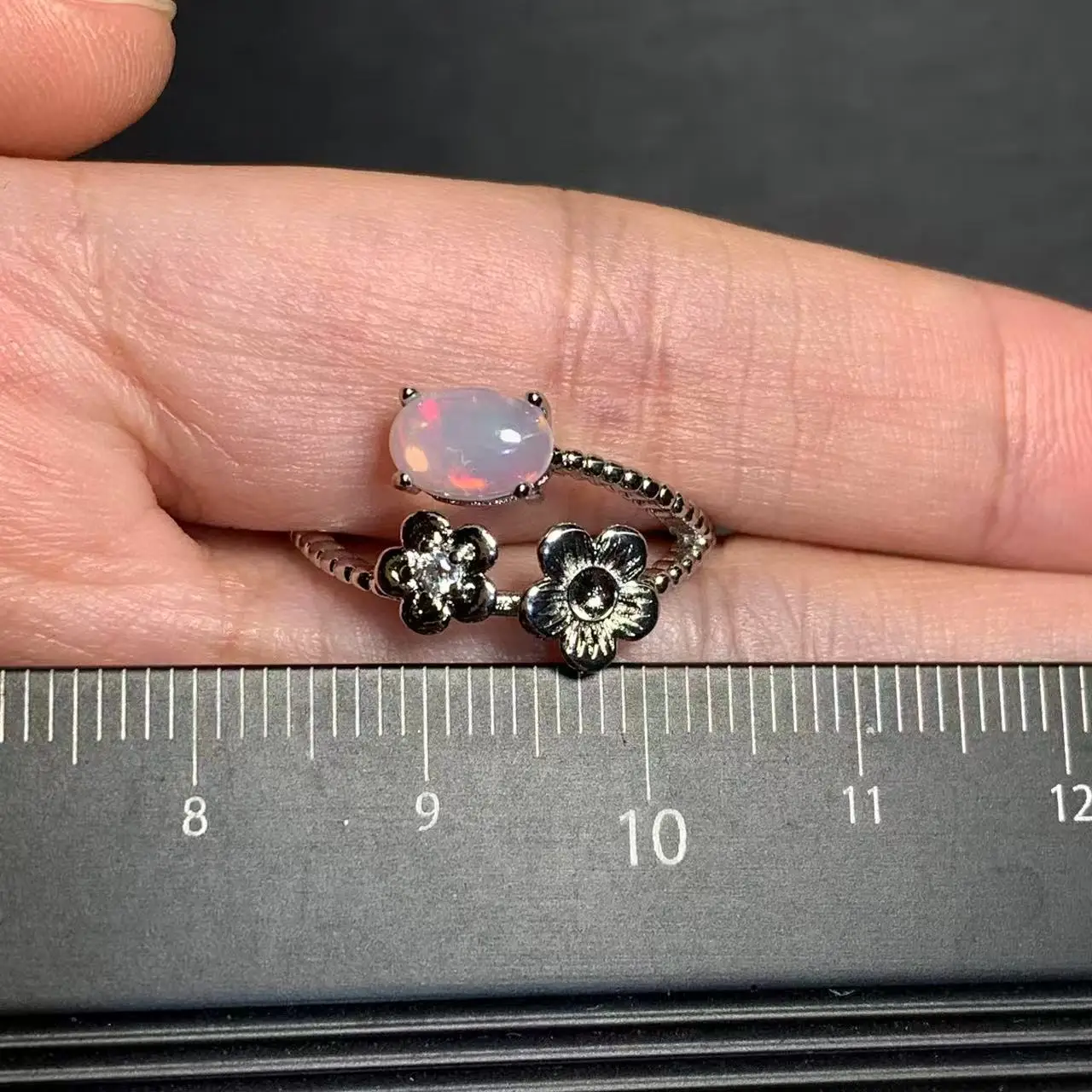 MM Natural Opal Ring Adjustable Female Ring Jewelry for Women Gift Wholesale High Quality Vintage Fine