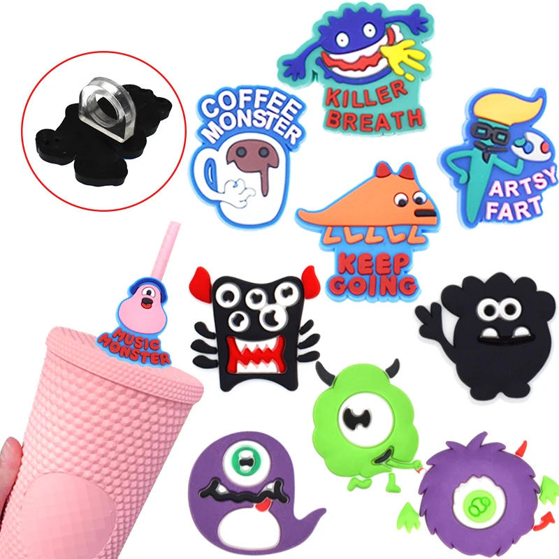 1PCS PVC Cute Monsters Straw Topper Coffee Monster Eating Machine Straw  charms Drinking Decoration straw toppers for tumblers - AliExpress