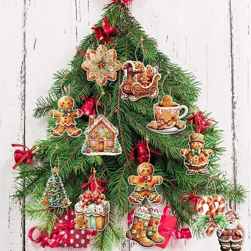 Christmas Gingerbread Man Paper Pendant Merry Christmas Decoration For Home Navidad Noel Xmas Tree Ornament Decor New Year