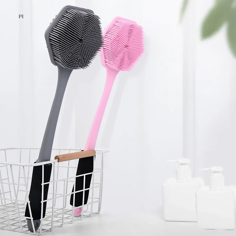 1pc Hexagonal Shower Brush Soft Silicone Back Scrubber Household Rubbing Massager Bath Scrubbing Brush Exfoliating Bath Supplie