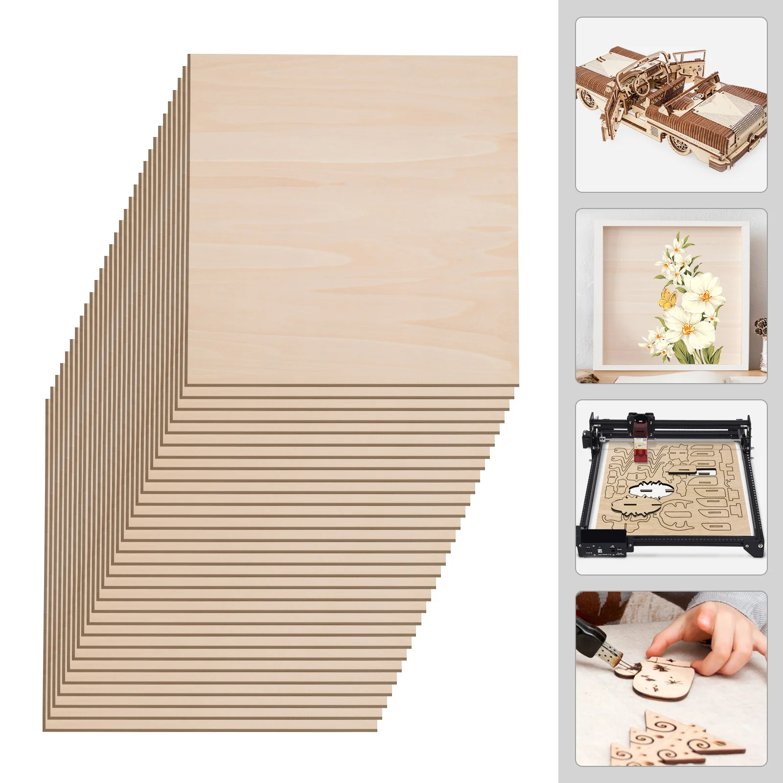 Board for Wood DIY Home Decor 30PCS Basswood Sheets Rectangle Blank Wooden 2.7mm Thickness
